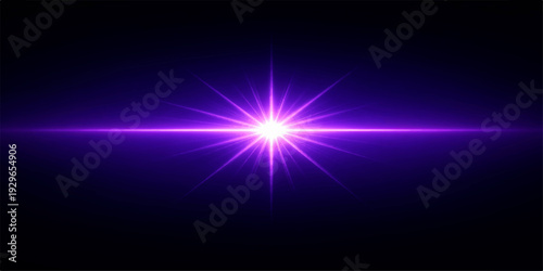 Bright Violet Starburst Light with Intense Neon Glow on Dark Background