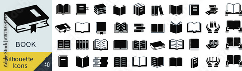 Book icons collection showing different types of books and reading materials