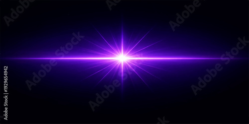 Purple Neon Horizontal Light Flare with Radiant Energy Glow Effect