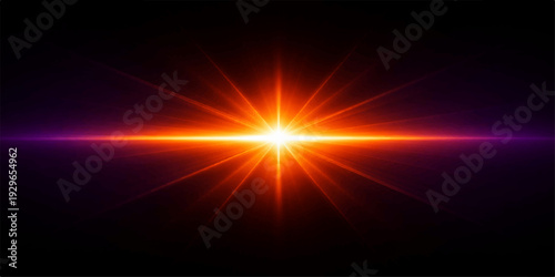 Vibrant Orange Radiant Star Light Burst with Glowing Energy Effect