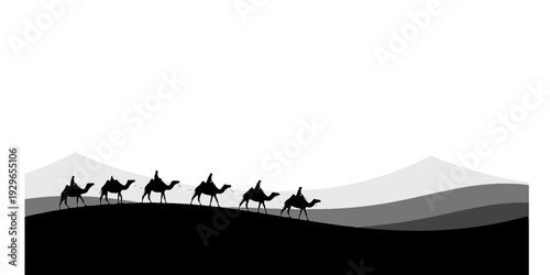 Camel Caravan Desert Travel Silhouette