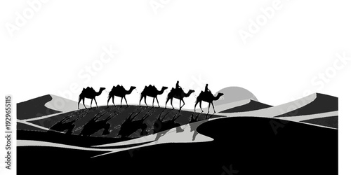 Camel Caravan Desert Travel Silhouette