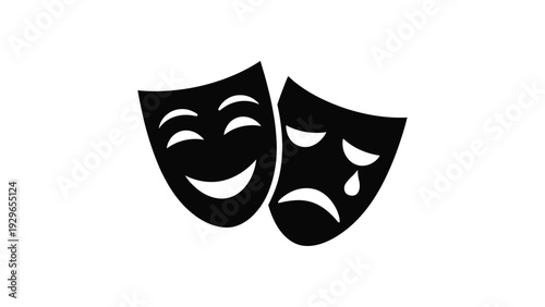 theater masks icon comedy and tragedy drama symbol isolated performing arts theater entertainment and stage performance illustration