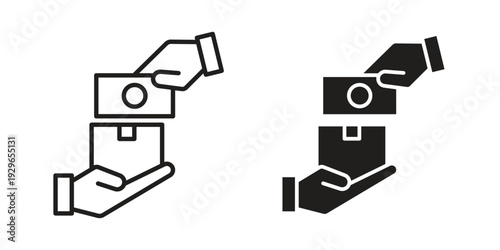 Cash on delivery icons collection glyph and mixed vector Illustrations