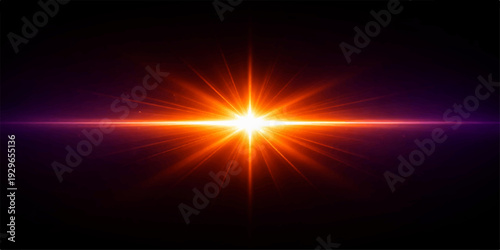 Intense Red Star Flare Light Burst with Fiery Energy Glow