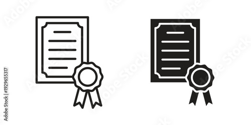 Certificate icons collection glyph and mixed vector Illustrations