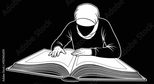 Muslim woman reading Quran, Islamic religious education, spiritual study during Ramadan Kareem, person wearing hijab with holy book, prayer and worship,