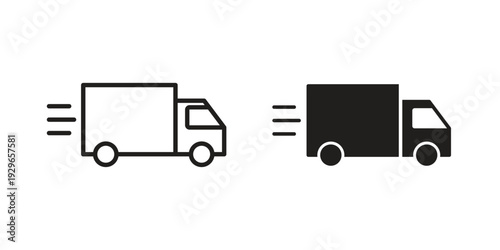 Fast shipping delivery truck icons collection glyph and mixed vector Illustrations
