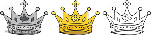 Set of unique Flat royal crowns icon