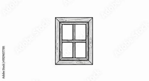 Rustic wooden window frame with four glass panes