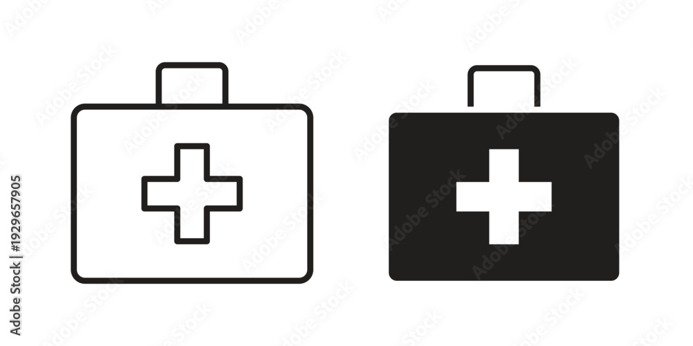 Fototapeta premium First aid kit icons collection glyph and mixed vector Illustrations