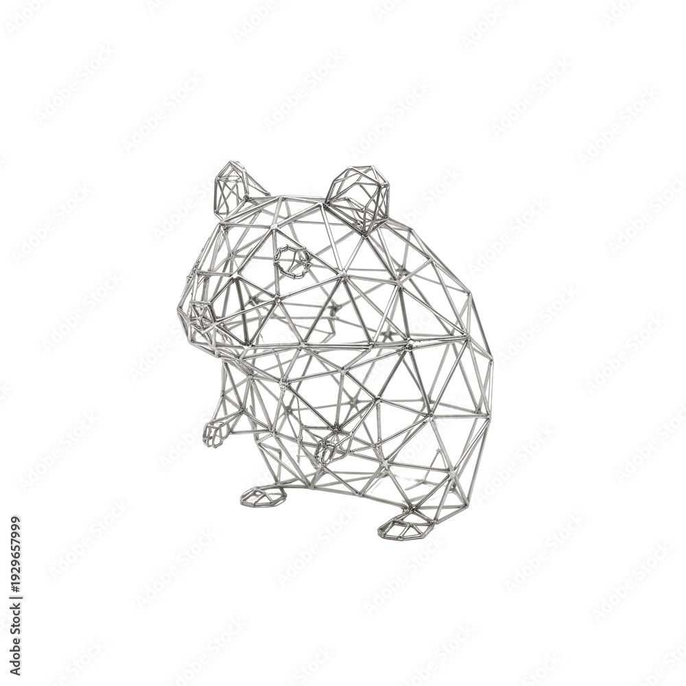 Fototapeta premium Wireframe hamster sculpture on black background
