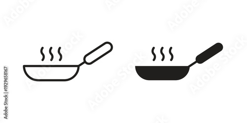 Frying pan icons collection glyph and mixed vector Illustrations