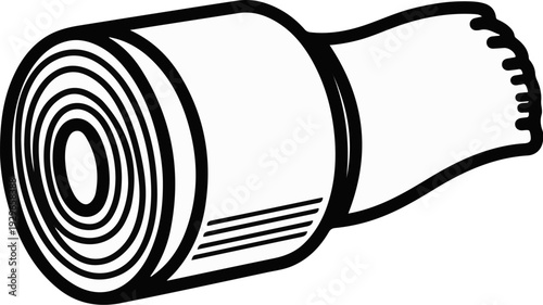 A stylized illustration of a roll of toilet paper or paper towel, seen from an angle