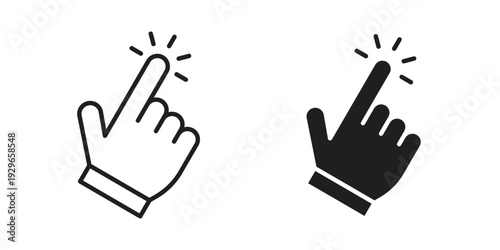 Hand click icons collection glyph and mixed vector Illustrations