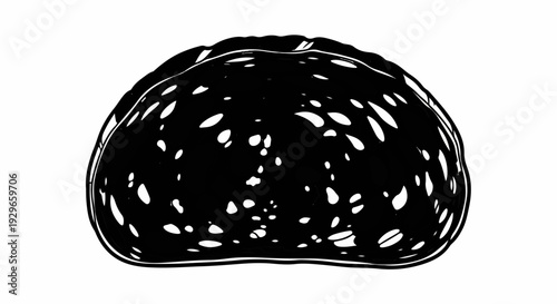 A black and white illustration of a single sliced loaf of bread with a textured interior