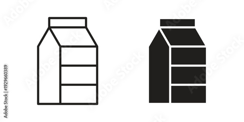 Milk carton icons collection glyph and mixed vector Illustrations