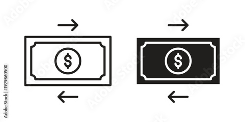 Money Transfer icons collection glyph and mixed vector Illustrations