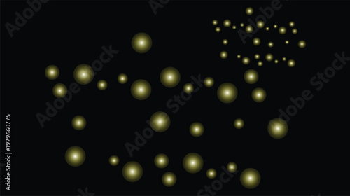 Glowing light effect with sparkling particles on black background