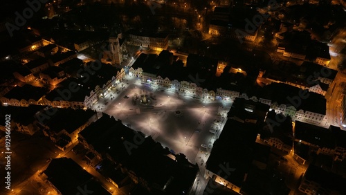 Tablou pe pânză HAVLICKUV BROD city in Vysocina region Bohemia Czech Republic captured in aerial night panorama