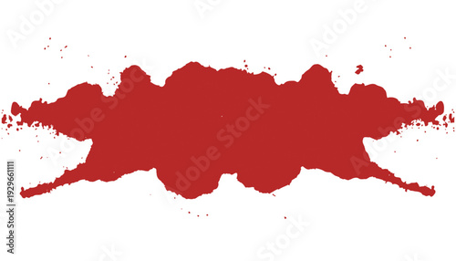 Abstract symmetrical red inkblot with organic, hand-drawn texture on a white background. Unique, suggestive design for conceptual art or creative backdrops