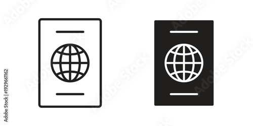 Passport icons collection glyph and mixed vector Illustrations