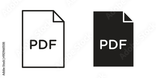 PDF file icons collection glyph and mixed vector Illustrations