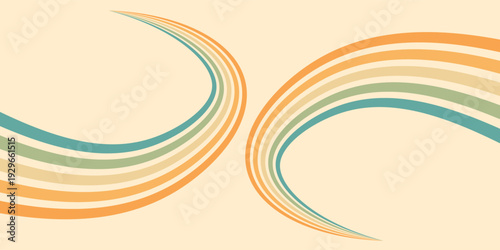 Abstract background of rainbow groovy Wavy Line design in 1970s Hippie Retro style. Vector pattern ready to use for cloth, textile, wrap and other.