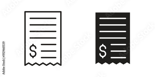 Payment receipt icons collection glyph and mixed vector Illustrations