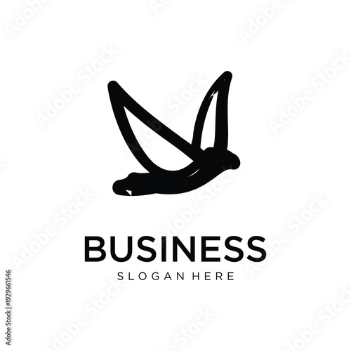 Black Flying Bird Logo Vector Design
