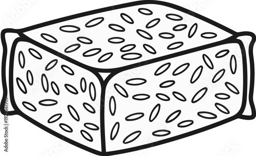 Stylized illustration of a single serving of cereal or rice in a block form
