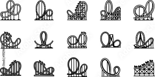 Rollercoaster silhouette vector. Rollercoaster Black flat icon illustration
