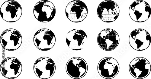 Curved world map silhouette, half globe of blue planet Earth, global business geography, worldwide international. Africa, Asia and America, Europe, Australia continents. Travel vector infographics