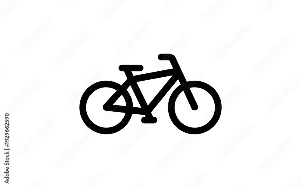 Fototapeta premium A simple black bicycle icon on a white background is displayed.