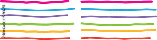 Colorful wavy horizontal stripes in pink, red, orange, yellow, green, blue, purple hues isolated on transparent background