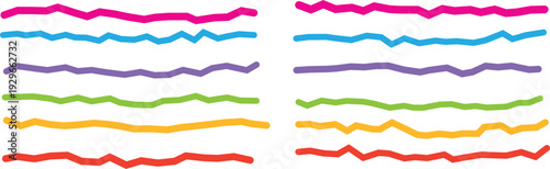 Vibrant wavy lines in various colors isolated on transparent background