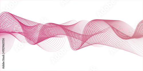 Abstract pink background with a ribbon design featuring wavy vector lines and a soft gradient pattern for a digital technology wallpaper .