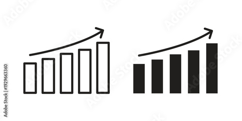 Sales growth icons collection glyph and mixed vector Illustrations