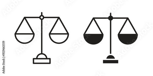 Scales of justice icons collection glyph and mixed vector Illustrations