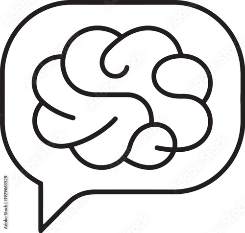 Creative illustration of a brain inside a speech bubble symbolizing thought and communication Vector