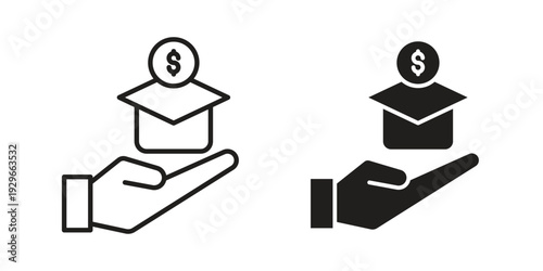 Scholarship fund icons collection glyph and mixed vector Illustrations