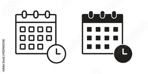 Schedule icons collection glyph and mixed vector Illustrations
