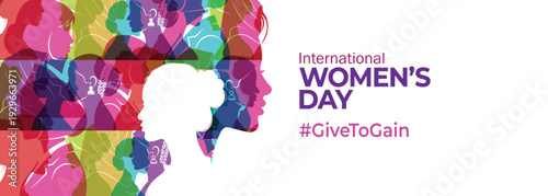 International Women's Day concept background. #GiveToGain Women Equality Day Concept.