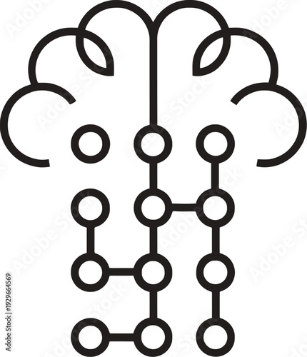 Simplified diagram of a neural network inspired by brain structure Vector