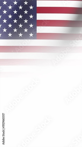 Vertical USA Flag Announcement Background. Top Waving Stars and Stripes with Large Copy Space for 4th of July, Memorial Day, and Official News Stories
