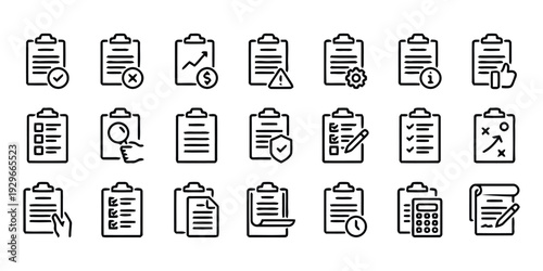 Checklist and planning icons collection for task management and strategy