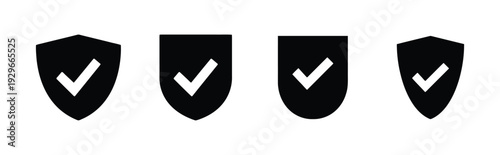 Checked shield icons signifying verified security, guaranteed protection and trusted status