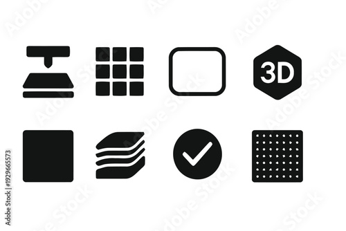 Collection of abstract geometric and technology related icons