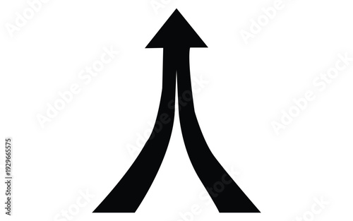 Two merging paths forming a single upward arrow representing synergy and unity go