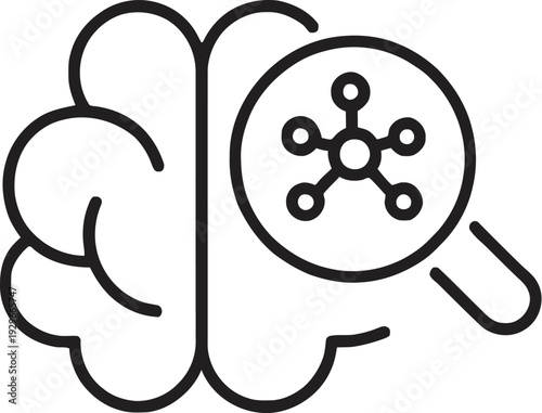 Exploring the human brain with a focus on molecular or chemical structures. Vector